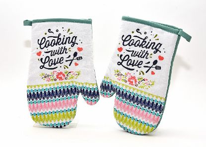 Bild von Topfhandschuh 2er PAAR, ca. 27 cm, BW, 3-fach sort.