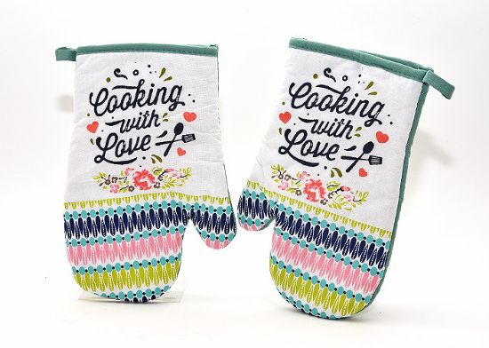 Bild von Topfhandschuh 2er PAAR, ca. 27 cm, BW, 3-fach sort.