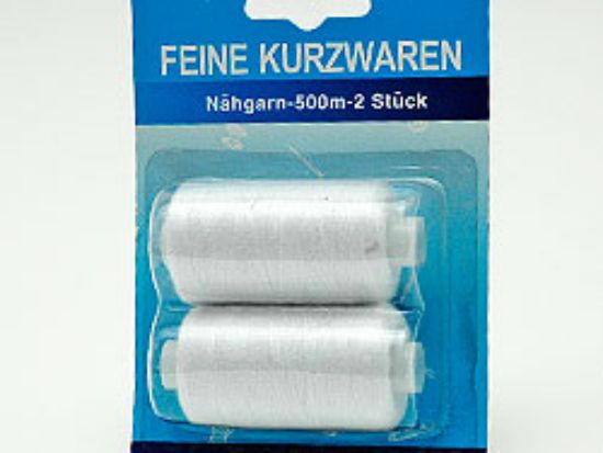 Bild von Nähgarn weiß, Polyester auf Karte 2x500m