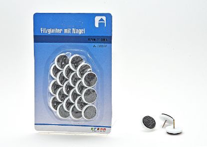 Bild von 20 Filzgleiter mit Nagel, Ø 2 cm auf Blisterkarte