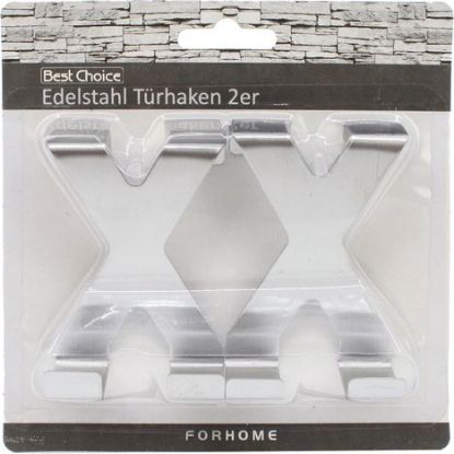Bild von Türhaken Edelstahl 2er 7x5cm X-Form auf Karte